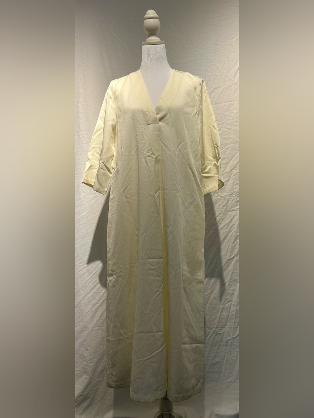 COS | Cream V-Neck Maxi Dress 3/4 Sleeve
